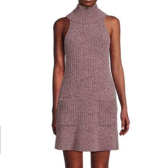 FREE PEOPLE Claude Mockneck Mini Knit Dress Brandy Wine NWT in Medium - Picture 1 of 7